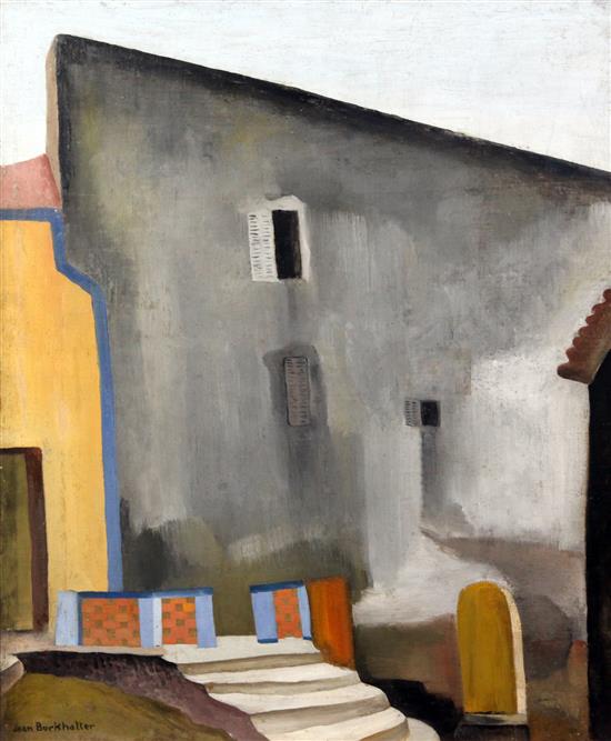 § Jean Burkhalter (1895-1982) Street scene, 21.75 x 18in.